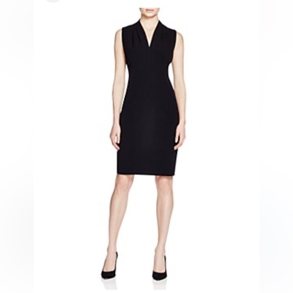 Tahari Sleeveless V Neck Sheath Wool Dress - Picture 1 of 11